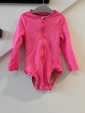 Old Navy Hot Pink Textured Baby One-Piece Swimsuit